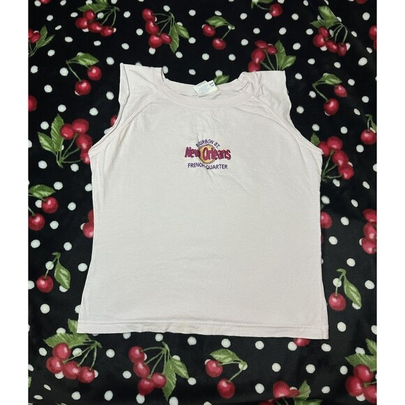 Project E Tops - VTG 90s/Y2K New Orleans Baby Tee Womens Sz S Project E USA Made Pink Tank Fitted